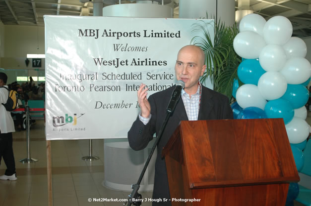 MBJ Airports Limited Welcomes WestJet Airlines - Inaugural Scheduled Service From Toronto Pearsons International Airport - Monday, December 10, 2007 - Sangster International Airport - MBJ Airports Limited, Montego Bay, Jamaica W.I. - Photographs by Net2Market.com - Barry J. Hough Sr, Photographer - Negril Travel Guide, Negril Jamaica WI - http://www.negriltravelguide.com - info@negriltravelguide.com...!