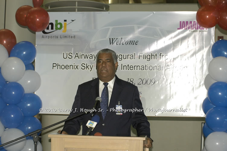 US Airways Inaugurtes New Service from Phoenix Sky Harbor International Airport to Sangster International Airport, Friday, December 18, 2009, Sangster International Airport, Montego Bay, St. James, Jamaica W.I. - Photographs by Net2Market.com - Barry J. Hough Sr, Photographer/Photojournalist - The Negril Travel Guide - Negril's and Jamaica's Number One Concert Photography Web Site with over 40,000 Jamaican Concert photographs Published -  Negril Travel Guide, Negril Jamaica WI - http://www.negriltravelguide.com - info@negriltravelguide.com...!