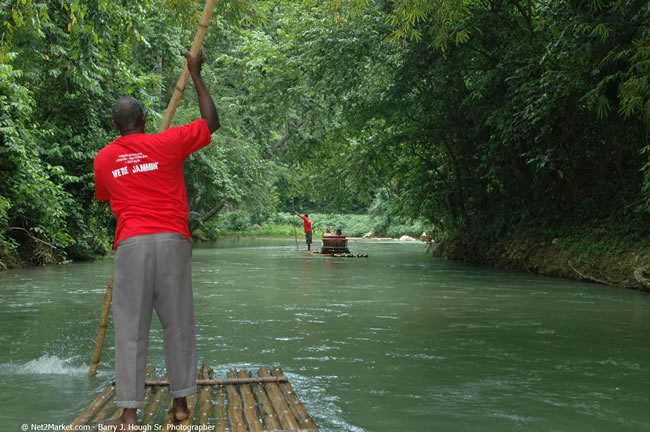 Rafting on the Martha Brae - Virgin Atlantic Inaugural Flight To Montego Bay, Jamaica Photos - Sir Richard Bronson, President & Family, and 450 Passengers - Rafting on the Martha Brae - Tuesday, July 4, 2006 - Negril Travel Guide, Negril Jamaica WI - http://www.negriltravelguide.com - info@negriltravelguide.com...!