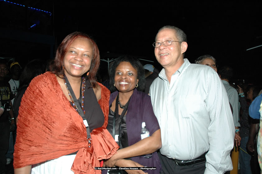 The Hon. Orette Bruce Goldwin, M.P., Prime Minister of Jamaica, Minister of Tourism, Hon. Edmund Bartlett, and Director of Tourism, Basil Smith at the Air Jamaica Jazz and Blues Festival 2008 The Art of Music - Thrusday, January 24, 2008 - Air Jamaica Jazz & Blues 2008 The Art of Music venue at the Aqaueduct on Rose Hall Resort & Counrty Club, Montego Bay, St. James, Jamaica W.I. - Thursday, January 24 - Saturday, January 26, 2008 - Photographs by Net2Market.com - Claudine Housen & Barry J. Hough Sr, Photographers - Negril Travel Guide, Negril Jamaica WI - http://www.negriltravelguide.com - info@negriltravelguide.com...!