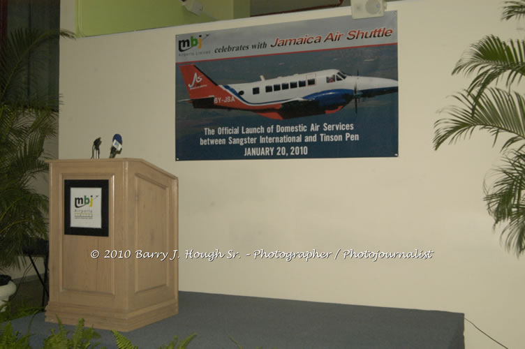 Jamaica Air Shuttle Launch @ MBJ Airports Limited, Wednesday, January 20, 2010, Sangster International Airport, Montego Bay, St. James, Jamaica W.I. - Photographs by Net2Market.com - Barry J. Hough Sr, Photographer/Photojournalist - The Negril Travel Guide - Negril's and Jamaica's Number One Concert Photography Web Site with over 40,000 Jamaican Concert photographs Published -  Negril Travel Guide, Negril Jamaica WI - http://www.negriltravelguide.com - info@negriltravelguide.com...!