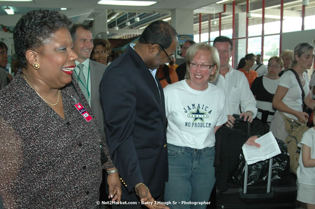 Minister of Tourism, Hon. Edmund Bartlett - Director of Tourism, Basil Smith, and Mayor of Montego Bay, Councilor Charles Sinclair Launch of Winter Tourism Season at Sangster International Airport, Saturday, December 15, 2007 - Sangster International Airport - MBJ Airports Limited, Montego Bay, Jamaica W.I. - Photographs by Net2Market.com - Barry J. Hough Sr, Photographer - Negril Travel Guide, Negril Jamaica WI - http://www.negriltravelguide.com - info@negriltravelguide.com...!