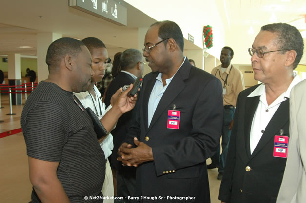 Minister of Tourism, Hon. Edmund Bartlett - Director of Tourism, Basil Smith, and Mayor of Montego Bay, Councillor Charles Sinclair Launch of Winter Tourism Season at Sangster International Airport, Saturday, December 15, 2007 - Sangster International Airport - MBJ Airports Limited, Montego Bay, Jamaica W.I. - Photographs by Net2Market.com - Barry J. Hough Sr, Photographer - Negril Travel Guide, Negril Jamaica WI - http://www.negriltravelguide.com - info@negriltravelguide.com...!