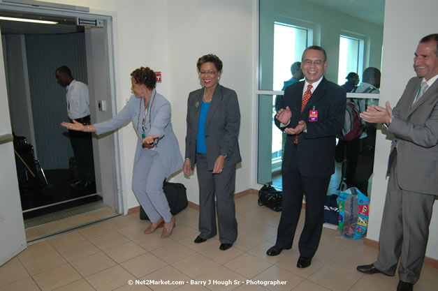 MBJ Airports Limited Welcomes WestJet Airlines - Inaugural Scheduled Service From Toronto Pearsons International Airport - Monday, December 10, 2007 - Sangster International Airport - MBJ Airports Limited, Montego Bay, Jamaica W.I. - Photographs by Net2Market.com - Barry J. Hough Sr, Photographer - Negril Travel Guide, Negril Jamaica WI - http://www.negriltravelguide.com - info@negriltravelguide.com...!