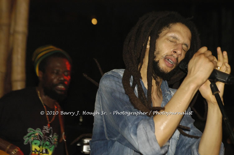 Julian Marley - Grammy Nominee & Son of the Legend Bob Marley - Live in Concert - Also featuring Ras Noble, Power Drill, Iron Head, & Robin Banks - Backing Band Roots Warrior, plus DJ Gemini @ One Love Reggae Concerts Series 09/10 @ Negril Escape Resort & Spa, February 2, 2010, One Love Drive, West End, Negril, Westmoreland, Jamaica W.I. - Photographs by Net2Market.com - Barry J. Hough Sr, Photographer/Photojournalist - The Negril Travel Guide - Negril's and Jamaica's Number One Concert Photography Web Site with over 40,000 Jamaican Concert photographs Published -  Negril Travel Guide, Negril Jamaica WI - http://www.negriltravelguide.com - info@negriltravelguide.com...!